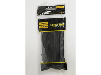 LifeTime Tools Cable Ties, 2.5x100mm, 100 pcs, Black